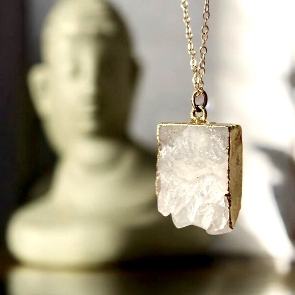 Amethyst Geode Pendant Necklace in Gold - Picture 2 of 4